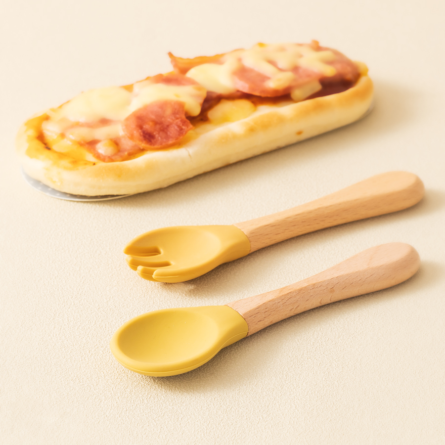 2PCS 아기 학습 숟가락 식기 세트 식품 학년 나무  - Baby Food Guide 리뷰 및 가격